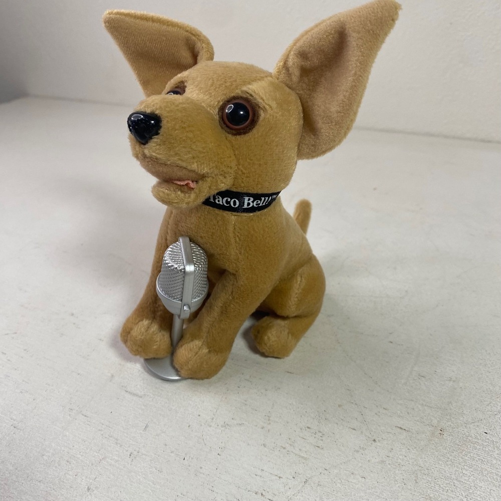 Vintage Taco Bell Chihuahua Plush Mascot with Microphone 6 Inch Stuffed Animal